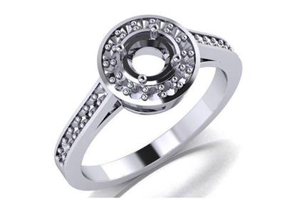 Ring Mit Umrandung, Mittelstein 5,60 Mm, 800 Tausendstel Graugold - Standard Bild - 3