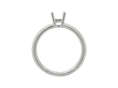 Solitär Mit 4 Krappen Für 5 MM Große Steine, Gewölbter Schaft, 18k Weißgold Pd, Ringgröße 57 - Standard Bild - 2