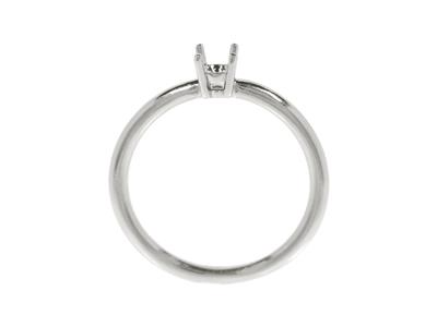Solitär Mit 4 Krappen Für 4,20 MM Große Steine, Gewölbter Körper, 18k Weißgold Pd, Ringgröße 53 - Standard Bild - 2
