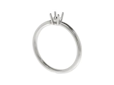Solitär Mit 4 Krappen Für 4,20 MM Große Steine, Gewölbter Körper, 18k Weißgold Pd, Ringgröße 53 - Standard Bild - 3