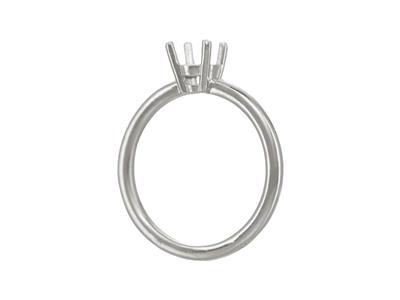 Solitär Mit 4 Krallen Für 6 MM Große Steine, Gewölbter Körper, 18k Weißgold Pd, Ringgröße 59 - Standard Bild - 3