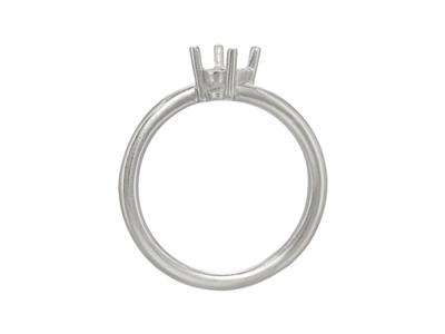 Solitär Mit 4 Versetzten Krappen Für 5 MM Stein, Gewölbter Körper, Weissgold18k Pd, Ringgröße 57 - Standard Bild - 2