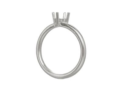 Solitär Mit 4 Versetzten Krappen Für 5 MM Stein, Gewölbter Körper, Weissgold18k Pd, Ringgröße 57 - Standard Bild - 3