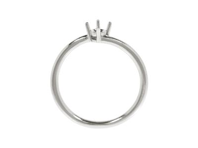 Solitär 4 Krallen Offset Für 3,40 MM Stein, Gewölbter Körper, 18k Weissgold Pd, Finger 62 - Standard Bild - 2