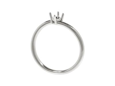 Solitär 4 Krallen Offset Für 3,40 MM Stein, Gewölbter Körper, 18k Weissgold Pd, Finger 62 - Standard Bild - 3
