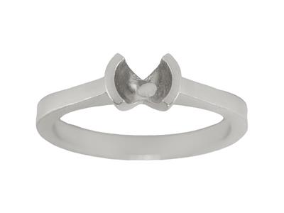 Solitär Mit Halbzargenfassung Für Einen 6,50 MM Großen Stein, Flacher Schaft, 18k Weißgold Pd, Ringgröße - Standard Bild - 1