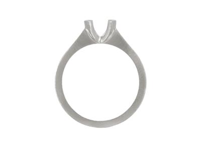Solitär Mit Halbzargenfassung Für Einen 6,50 MM Großen Stein, Flacher Schaft, 18k Weißgold Pd, Ringgröße - Standard Bild - 2