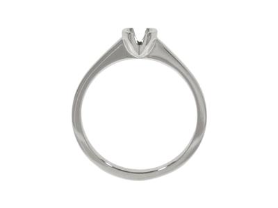 Solitär Mit Halbschalenfassung Für Einen 3,40 MM Großen Stein, Flacherkörper, 18k Weißgold Pd, Ringgröße - Standard Bild - 2
