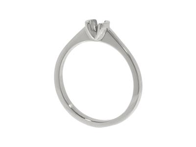 Solitär Mit Halbschalenfassung Für Einen 3,40 MM Großen Stein, Flacherkörper, 18k Weißgold Pd, Ringgröße - Standard Bild - 3