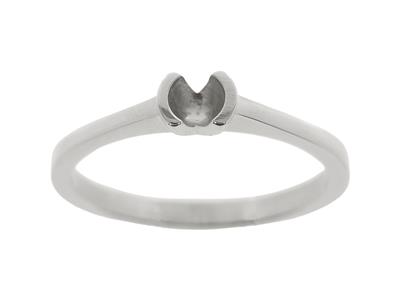 Solitär Mit Halbschalenfassung Für Einen 4,20 MM Groen Stein, Flacherband, 18k Weigold Pd, Ringgröe 5