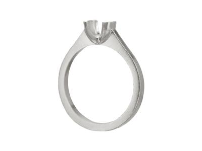Solitär Mit Halbschalenfassung Für Einen 6 MM Großen Stein, Flacher Körper, Weißgold 18kpd, Ringgröße 64 - Standard Bild - 3
