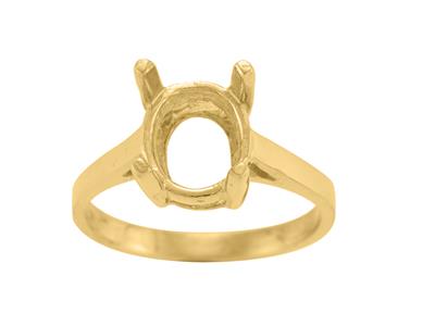 Ring In 4-krappen-fassung Für Einen Ovalen Stein Von 10 X 8 Mm, 18k Gelbgold. Ref. 15368 - Standard Bild - 2