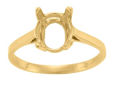 Ring In 4-krallen-fassung Für Einen Ovalen Stein Von 9 X 7 Mm, 18k Gelbgold. Ref. 15367 - Standard Bild - 2