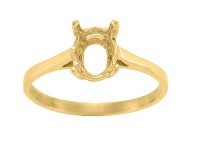 Ring In 4-krallen-fassung Für Einen Ovalen Stein Von 8 X 6 Mm, 18k Gelbgold. Ref. 15363 - Standard Bild - 2