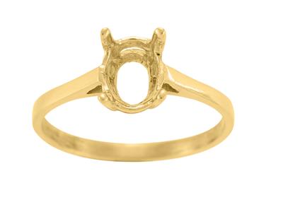 Ring In 4-krappen-fassung Für Einenovalen Stein Von 8 X 6 Mm, 18k Gel Bgold. Ref. 15363 - Standard Bild - 2