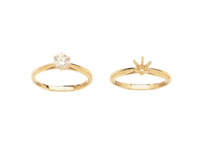 Solitär Mit 6 Krappen Für Einen 5,9mm Großen Stein, 18k Gelbgold. Ref . 25378 - Standard Bild - 3