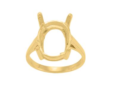 Ring In 4-krallen-fassung Für Einen Ovalen Stein Von 16 X 12 Mm, 18k Gelbgold. Ref. 15373 - Standard Bild - 2