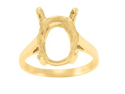 Ring In 4-krallen-fassung Für Einen Ovalen Stein Von 14 X 10 Mm, 18k Gelbgold. Ref. 15371 - Standard Bild - 2