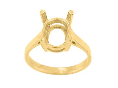 Ring In 4-krallen-fassung Für Einen Ovalen Stein Von 11 X 9 Mm, 18k Gelbgold. Ref. 15369 - Standard Bild - 2