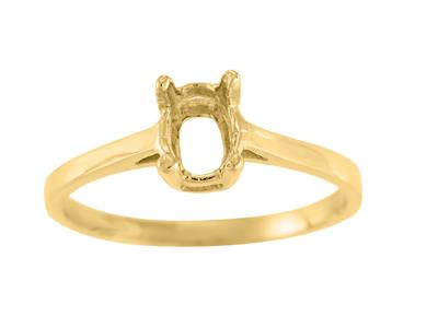 Ring In 4-krallen-fassung Für Einen Ovalen Stein Von 7 X 5 Mm, 18k Gelbgold. Ref. 15366 - Standard Bild - 2