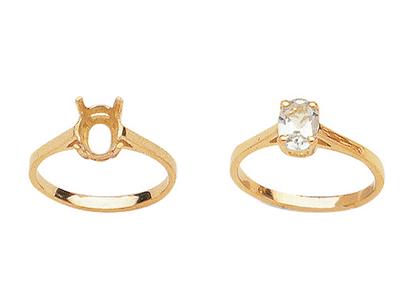 Ring In 4-krallen-fassung Für Einenovalen Stein Von 7 X 5 Mm, 18k Gel Bgold. Ref. 15366 - Standard Bild - 3