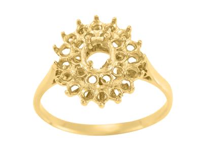 Ring Mit Umrandung, Zentraler Ovalstein 4,5 X 3,5 Mm, 18k Gelbgold. Ref. 16635 - Standard Bild - 2