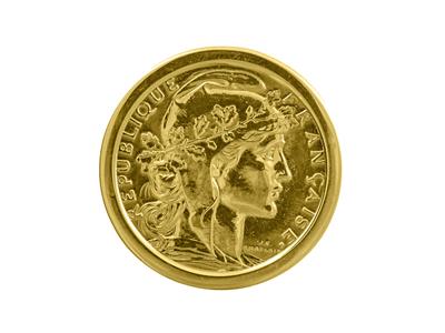 Ring Für 10-franc-münzen, Unsichtbare Krappenfassung, Gelbgold 18k - Standard Bild - 5