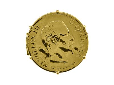 Münzhalterungsring Für 20 Franken, 6-krappen-fassung, Personalisierbar, 18k Gelbgold - Standard Bild - 4