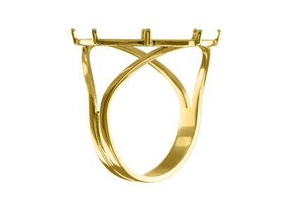 Ring Als Münzhalter Für 20 Franken,krallenfassung, 8 Krappen, Durchbr Ochener Ringkörper, Gelbgold 18k - Standard Bild - 1