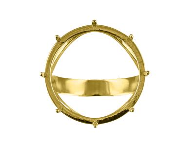 Ring Als Münzhalter Für 20 Franken,krallenfassung, 8 Krappen, Durchbr Ochener Ringkörper, Gelbgold 18k - Standard Bild - 4