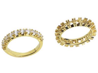Trauring Mit Schienenfassung 1 Reihe, 18k Gelbgold. Ref. 306/5005 - Standard Bild - 3