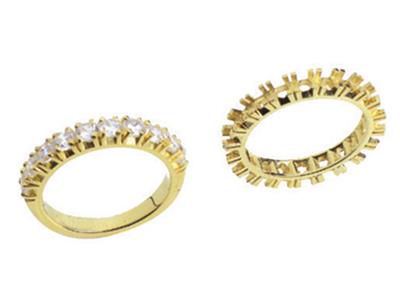 Ring Mit 4-krappenfassung, 1 Reihe,18k Gelbgold. Ref. 330 - Standard Bild - 3