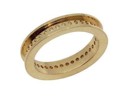 Trauring Mit Schienenfassung Für Baguetteschliff, 18k Gelbgold. Ref. 340 - Standard Bild - 1