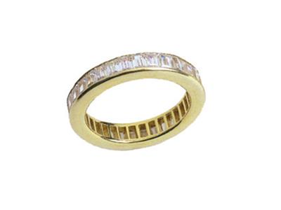 Trauring Mit Schienenfassung Für Baguetteschliff, 18k Gelbgold. Ref. 340 - Standard Bild - 3