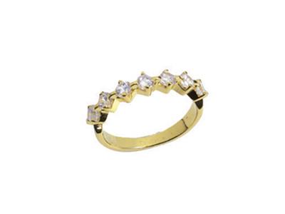 Ehering Mit 4 Krappenfassung, 1 Reihe, Gelbgold 18k. Ref. 360 - Standard Bild - 2