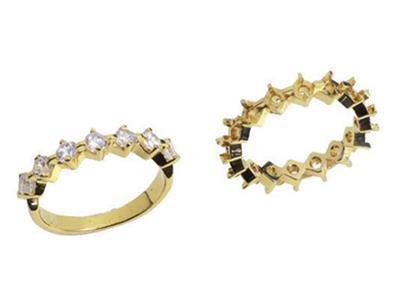 Ehering Mit 4 Krappenfassung, 1 Reihe, Gelbgold 18k. Ref. 360 - Standard Bild - 3