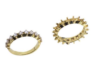 Trauring Mit 4 Krappen, 1 Reihe, Gelbgold 18k. Ref. 370 - Standard Bild - 3