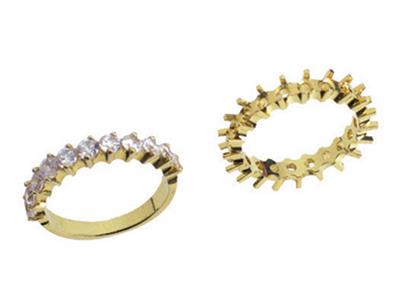 Ring Mit Versetzter Krappenfassung 1 Reihe, 18k Gelbgold. Ref. 391 - Standard Bild - 3