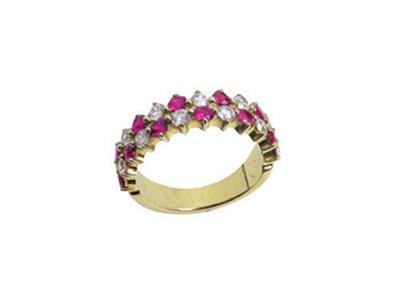 Ring Mit Mehrfacher Krappenfassung,2 Reihen, 18k Gelbgold. Ref.392 - Standard Bild - 2