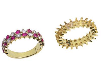 Ring Mit Mehrfacher Krappenfassung,2 Reihen, 18k Gelbgold. Ref.392 - Standard Bild - 3