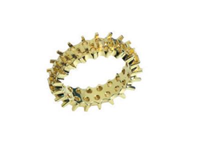 Trauring Mit Mehrfach Versetzten Krappen Besetzt, 2 Reihen, 18k Gelbgold. Ref.402 - Standard Bild - 1