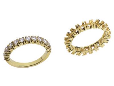 Trauring Mit 4-krappenfassung, 1 Reihe, Gelbgold 18k. Ref. 420 - Standard Bild - 3