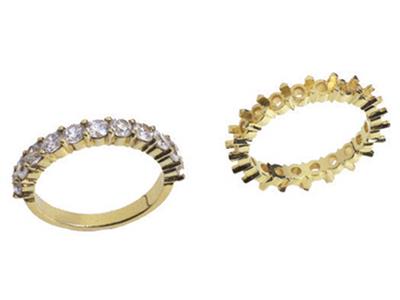Trauring Mit 4 Krappen, 1 Reihe, Gelbgold 18k. Ref. 440/5037 - Standard Bild - 3