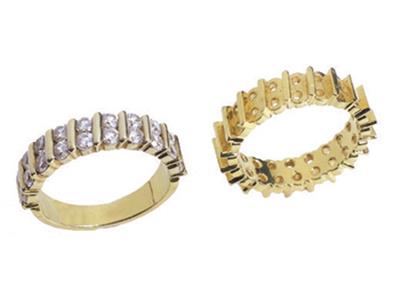 Vollständige Barrette Ehering 2 Reihen, 18k Gelbgold. Ref. 452 - Standard Bild - 3