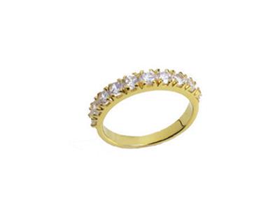 Trauring Mit 4 Krappenfassung, Einer Reihe, Gelbgold 18k. Ref. 500 - Standard Bild - 2
