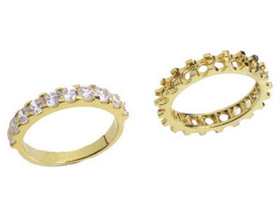 Solitärringfassung Im 4-krappen-stil, 1 Reihe, Gelbgold 18k. Ref. 530 - Standard Bild - 3