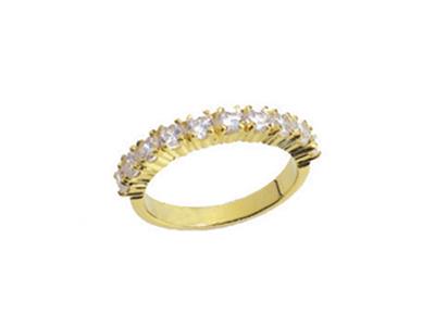 Trauring Mit 4 Krappenfassung, 1 Reihe, Gelbgold 18k. Ref. 580 - Standard Bild - 2