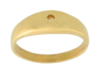 Schwerer Quetschring Für 2 MM Große Steine, 18k Gelbgold. Ref. Bjo43 - Standard Bild - 2