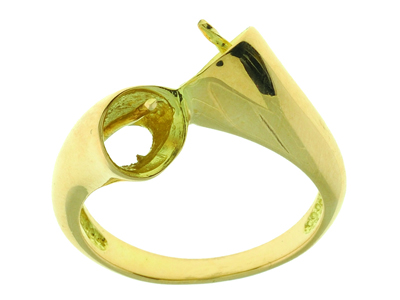Doppelring Für 2 Perlen Von 8 Bis 9mm, 18k Gelbgold. Ref. 241