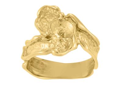 Ring Für Eine Perle Von 8 Bis 10 Mm, 18k Gelbgold. Ref. Bg156 - Standard Bild - 2